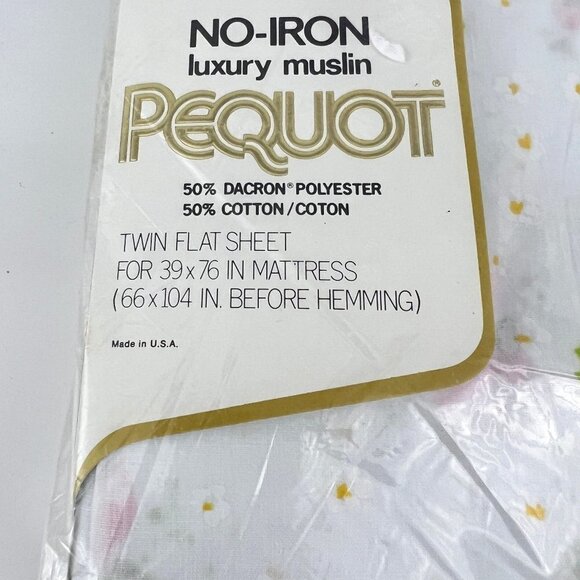 Vtg Spring Mills Pequot Rosebuds Twin Flat Sheet No-Iron Muslin - Picture 3 of 6